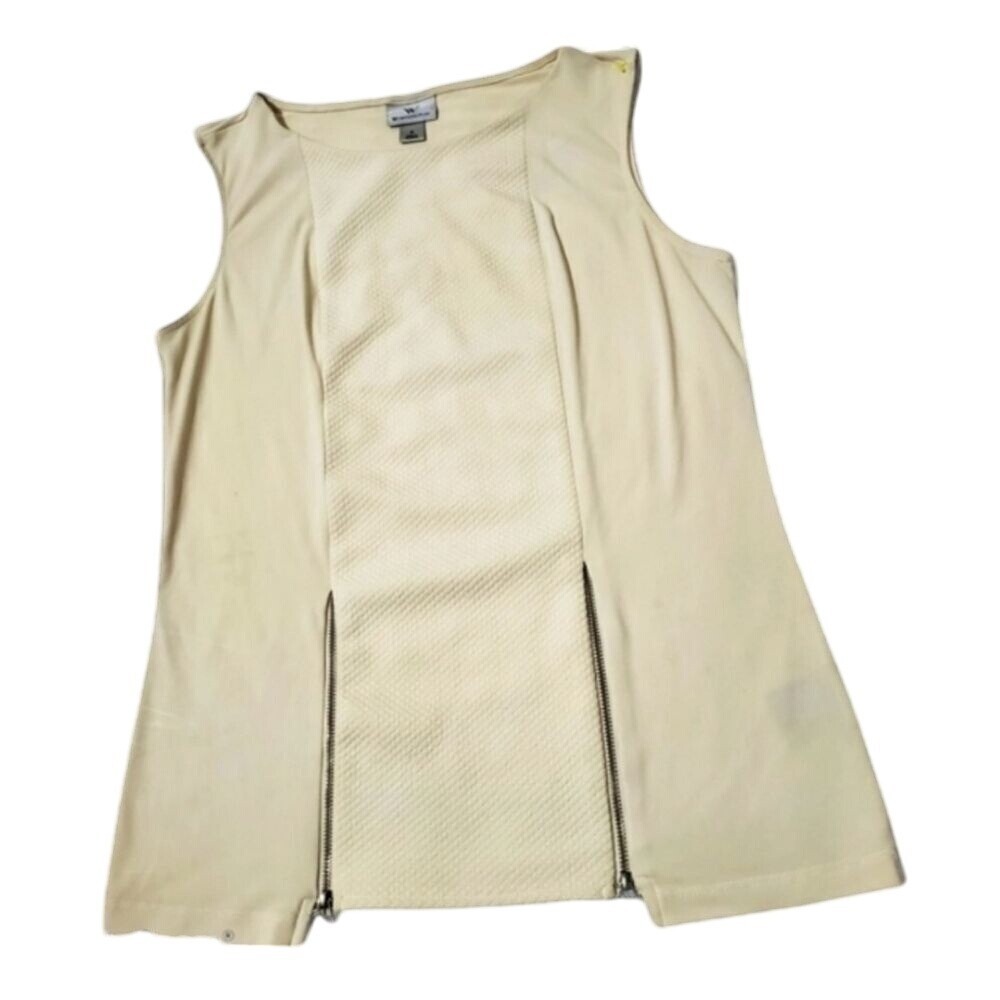 Worthington Sleeveless‎ Top Textured Panel Zipper Detail Neutral Size S